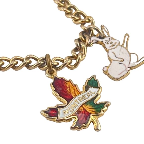 Montreal Enamel Charm Bracelet With Animal & Leaf Pendants - Picture 2 of 8